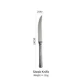 304 stainless steel steak knife with Roman column textured handle, 24cm silver tableware - Steak Knife / 24x2cm