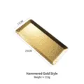Elegante gouden gehamerde roestvrijstalen rechthoekige serveerschaal voor handdoeken - Gehamerde Rimpel Stijl / Goud