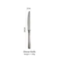 Durable 304 stainless steel dinner knife with elegant ribbed handle, 24cm long and 149g weight - Dinner Knife / 24x2cm