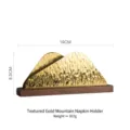 Gold tree bark texture stainless steel napkin holder with wooden base and size markings - Tree Bark Napkin Holder Gold Wood Base (Ref Ice Crack Series) / 19x8.5xai-5cm / Gold