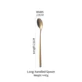 Elegant golden stainless steel long-handle coffee stirring spoon, 21cm length, 42g weight. - Long Handle Spoon