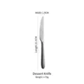 Vintage silver grey stainless steel dessert knife with unpolished finish, 21.5cm - 21.5x1.9cm