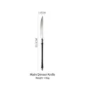 Vintage 304 stainless steel dinner knife with black handle, length 23.3cm, weight 56g - Dinner Knife