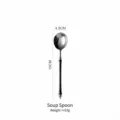 Retro vintage style 304 stainless steel soup spoon with black handle, 19cm length for dining - Soup Spoon