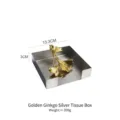 Square stainless steel napkin holder with golden ginkgo leaf decoration - Gold Leaf Silver Base