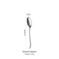 High-quality stainless steel dessert spoon with hammered handle and size measurements - Dessert Spoon