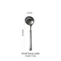 Polished 304 stainless steel soup ladle with Roman column handle, 19.3cm length - Small Ladle