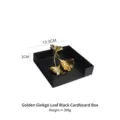 Ginkgo leaf stainless steel napkin holder in black with golden accents, 13.3cm size - Gold Leaf Black Base