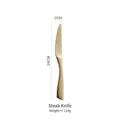 Gold stainless steel steak knife for western dining, 24cm long and 114g weight - Steak Knife