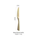 Polished gold 304 stainless steel dinner knife, 24cm length, sleek modern cutlery design - Dinner Knife
