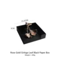 Elegant rose gold ginkgo leaf stainless steel napkin holder with black square base tray - Rose Gold Leaf Black Base