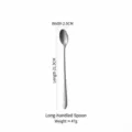 Japanese style vintage silver grey stainless steel long handled dessert spoon - 21.3x2.5cm