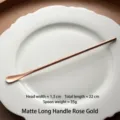 Premium matte rose gold long handle 304 stainless steel coffee milk stirring spoon - Matte Long Handle (22cm) Rose Gold