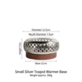 Chinese retro stainless steel tea warmer with wood base, small size model - Silver Small Tea Warmer with Wood Base