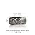 Premium silver stainless steel hollow tea warmer stand with 15.5cm diameter specs - Silver Stainless Steel Tea Warmer Stand