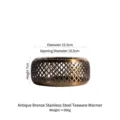 Bronze stainless steel tea warmer stand with diamond hollow pattern and dimensions - Bronze Stainless Steel Tea Warmer Stand