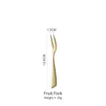 Elegant matte gold 304 stainless steel fruit fork for dessert with size and weight info - Fruit Fork