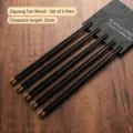 Premium black sandalwood chopsticks set of 5 pairs with decorative gold tips, 25cm - Purple Sandalwood / 5 Pairs