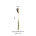 Golden 304 stainless steel long-handle spoon for coffee or dessert, 21cm length - Long Handle Spoon
