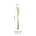 Gold 304 stainless steel serving fork with dimension lines on white background - Serving Fork