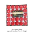 Pack of 200 red unscented tea light candles for tea warming, 1 hour burn time each - Four Boxes of Tea Light Candles