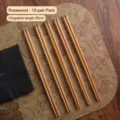 Set of 10 pairs of 25cm yellow sandalwood chopsticks with elegant gold metal tips - Yellow Rosewood / 10 Pairs Pack