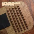 High-quality Wenge wood chopsticks set of 10 pairs with golden metal tips, 25cm length - Wenge Wood / 10 Pairs Pack
