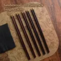10 pairs of premium sandalwood chopsticks with elegant golden tips, 25cm length - African Sandalwood / 10 Pairs Pack