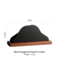 Modern black metal and solid wood base staggered napkin holder, weight approx 221g - Black Dislocation Style