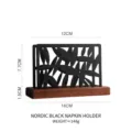 Elegant Nordic black metal napkin holder with wooden base featuring a leaf cutout design - Nordic Napkin Holder (北欧餐巾架黑色) / Black