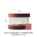 Walnut wood tea warmer furnace set with 50 tea light candles for home use - Warmer Base + 50 Candles / Juneyue Tea Warmer Base