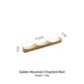 Golden mountain-shaped stainless steel chopstick rest for table setting with dimensions - Gold