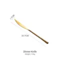 Premium golden stainless steel steak knife with mirror finish, 22.7cm length and 65g weight - Dinner Knife