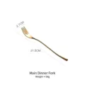 Gold stainless steel dinner fork with mirror finish, 21.5cm long and 38g weight - Dinner Fork