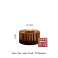 Small gold tea warmer base set with a pack of 50 red tea light candles for teapot heating - Small Tea Warmer Base / 50 Pieces Candles