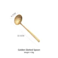 Hammered gold stainless steel skimmer spoon, 22.5cm long handle kitchen colander tool - Single Pack / Gold Skimmer Spoon