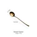 Elegant golden mirror finish stainless steel dessert spoon with long handle - Dessert Spoon