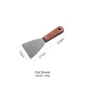 Professional stainless steel flat spatula for teppanyaki and steak with wooden handle 54g - Flat Short Spatula