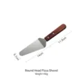 Stainless steel pizza spatula with wooden handle and dimensions marked 80g weight - Round Pizza Spatula