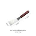Stainless steel slotted teppanyaki spatula with wooden handle, 78g lightweight design - Slotted Flat Spatula