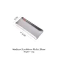 Medium rectangular silver hammered stainless steel tray with mirror finish - Medium Mirror Silver / 17.5x8cm