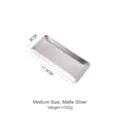 Medium matte silver hammered stainless steel towel tray, 17.5x8cm rectangular plate - Medium Matte Silver / 17.5x8cm