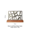 Serviettenhalter mit silbernem Blattmuster und Holzsockel, elegante Tischdekoration - Hohler Blatt Stil / Holzfuß / Silber