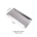 Large hammered silver stainless steel rectangular tray for towel or jewelry storage - Large Mirror Silver / 24x11.7cm
