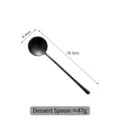 Retro matte black stainless steel dessert spoon, 18.3cm length and 4.4cm head width - Dessert Spoon