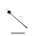 Elegant vintage matte black 304 stainless steel long handled stirring coffee spoon - Long Handle Spoon