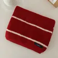 Close-up of a vintage red and white striped knit scarf with a soft and cozy texture - 160cm/Pack / Single Fine Stripe