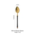 Elegant black gold 304 stainless steel dinner spoon with mirror finish and dimensions - Main Spoon (Mirror Polished) / 19.8x4cm / Black & Gold