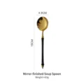Elegant black and gold 304 stainless steel soup spoon with a mirror finish, 19cm in length - Soup Spoon (Mirror Polished) / 19x4.8cm / Black & Gold