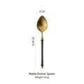 Elegant matte black and gold 304 stainless steel dinner spoon measuring 19.8cm in length - Main Spoon (Matte Brushed) / 19.8x4cm / Black & Gold